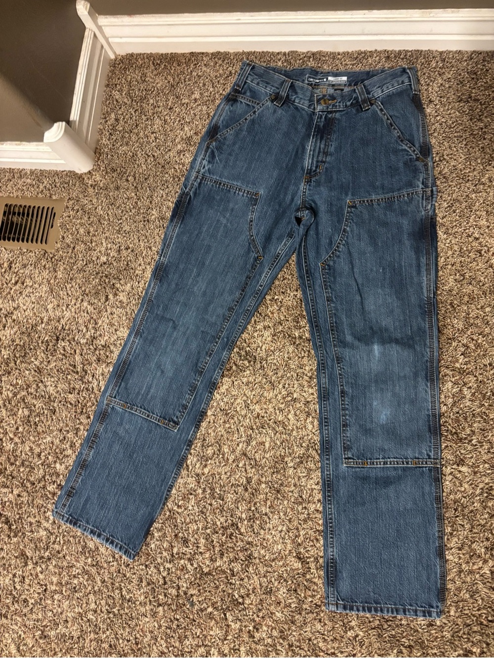 Carhartt Men's Dark Blue Bootcut Work Jeans